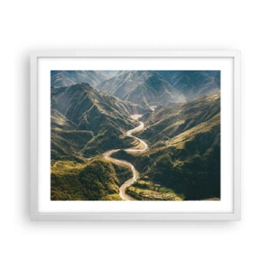 Plakat i hvid ramme - Direkte fra hjertet af bjergene - 50x40 cm