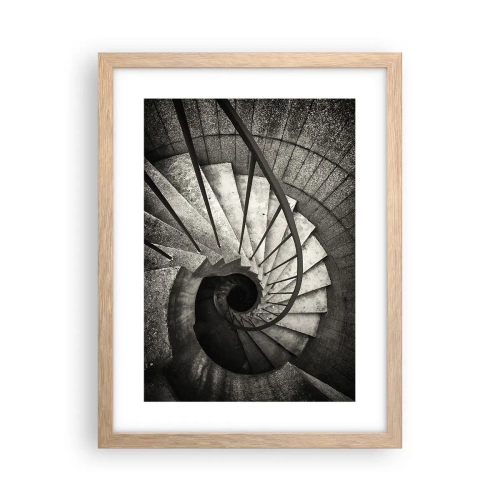 Plakat i ramme af lyst egetræ - Op ad trapperne, ned ad trapperne - 30x40 cm
