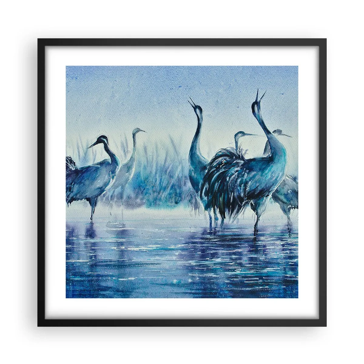 Plakat i sort ramme - Morgenmøde - 50x50 cm