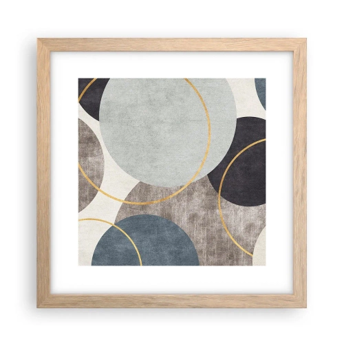Plakat i ramme af lyst egetræ - Hjul efter hjul - 30x30 cm