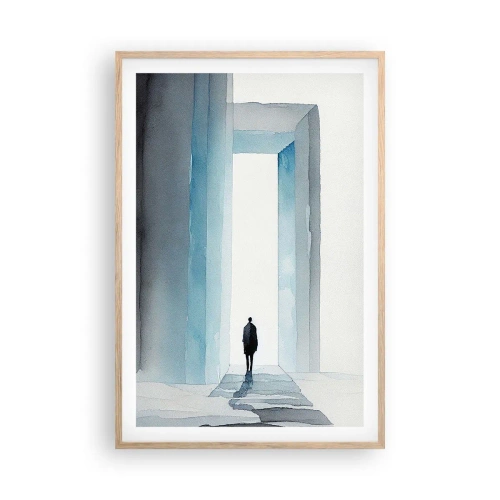Plakat i ramme af lyst egetræ - Lev uden grænser - 61x91 cm