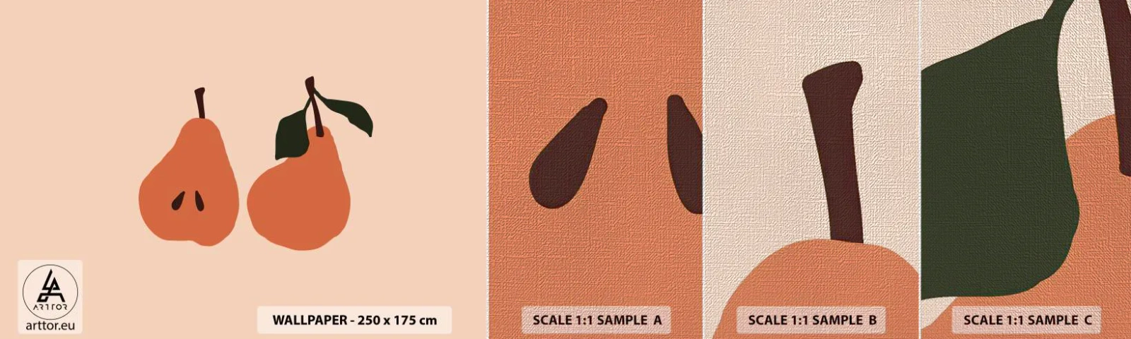 Prøve Fototapet Premium Canvas - Sødmen selv - Pære, Frugt, Minimalistisk - 100x30 cm