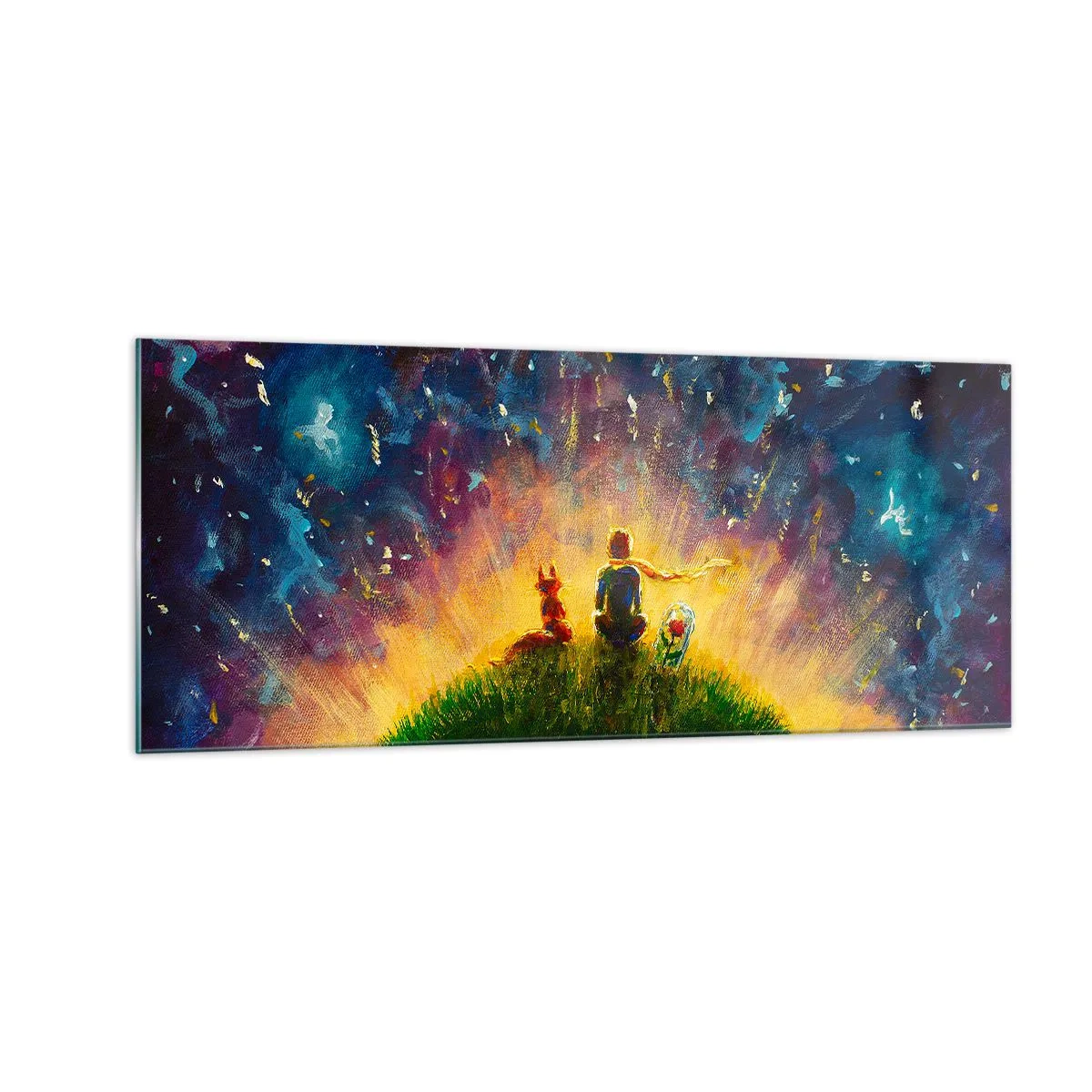 Billede på glas - Kærlighed og venskab - hele verden - 100x40 cm