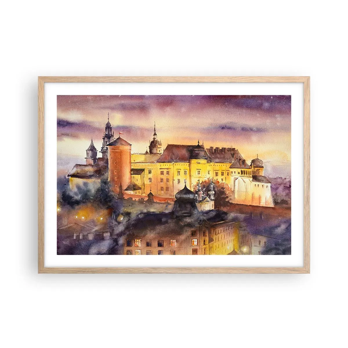 Plakat i ramme af lyst egetræ - En historie og en fortælling - 70x50 cm