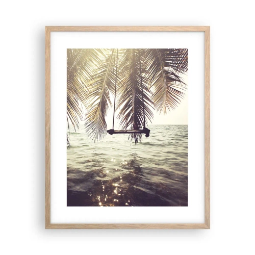 Plakat i ramme af lyst egetræ - Du kan svæve i skyerne efter behag - 40x50 cm