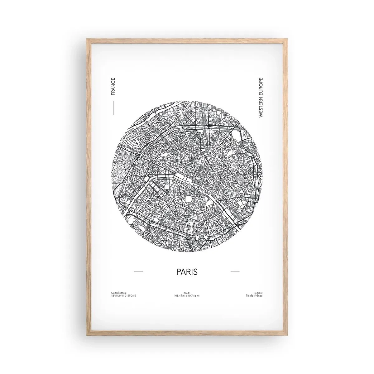 Plakat i ramme af lyst egetræ - Paris' anatomi - 61x91 cm