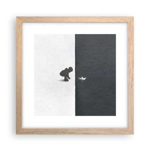 Plakat i ramme af lyst egetræ - Stor ekspedition - 30x30 cm