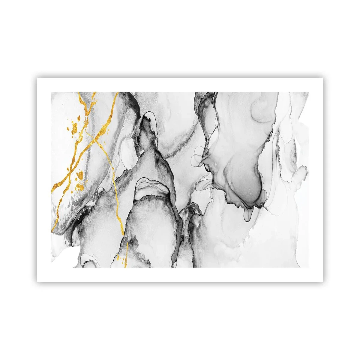 Plakat - Sammensætning med guldmotiv - 70x50 cm