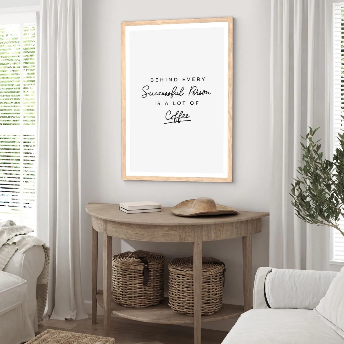 Plakat i ramme af lyst egetræ - Hemmeligheden bag succes - 50x70 cm