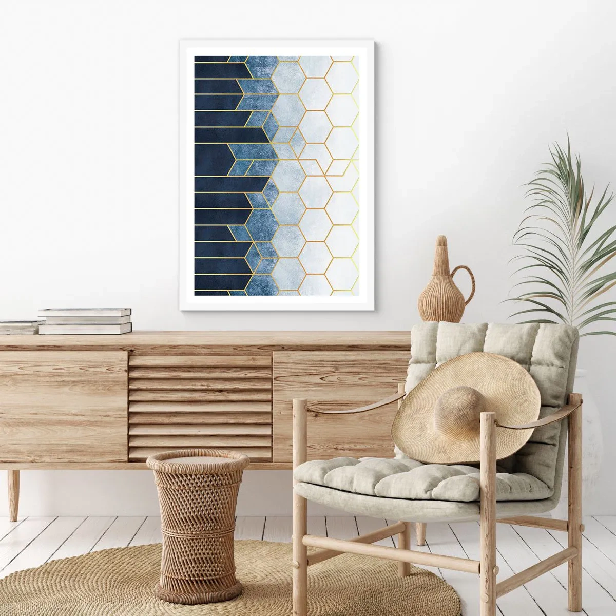 Plakat i hvid ramme - Komposition i synkoperet rytme - 50x70 cm