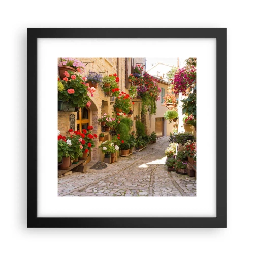 Plakat i sort ramme - I en strøm af blomster - 30x30 cm