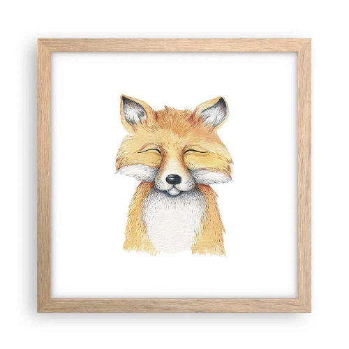 Plakat i ramme af lyst egetræ - Rævehumor - 30x30 cm