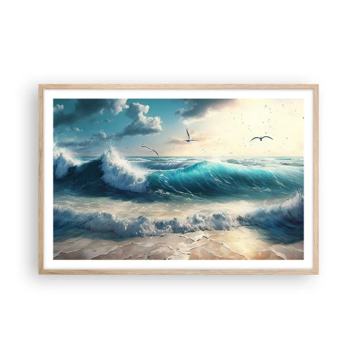 Plakat i ramme af lyst egetræ - Støj kun for dig - 91x61 cm