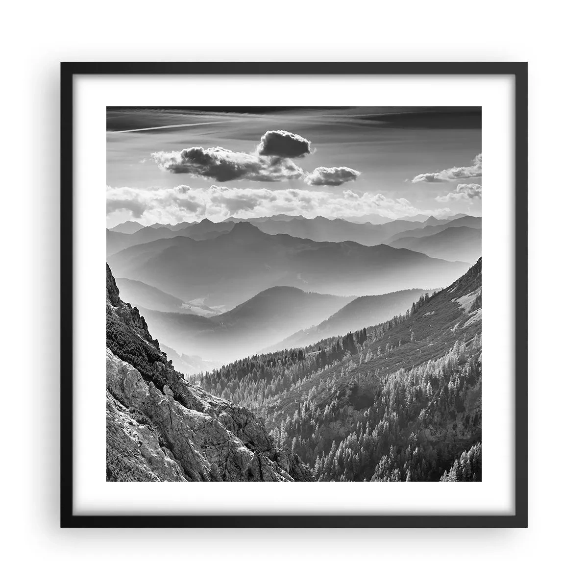 Plakat i sort ramme - Hele vejen til horisonten - 50x50 cm