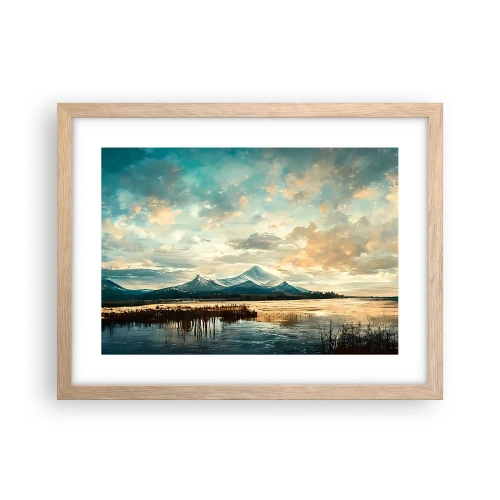 Plakat i ramme af lyst egetræ - Under himlens beskyttelse - 40x30 cm