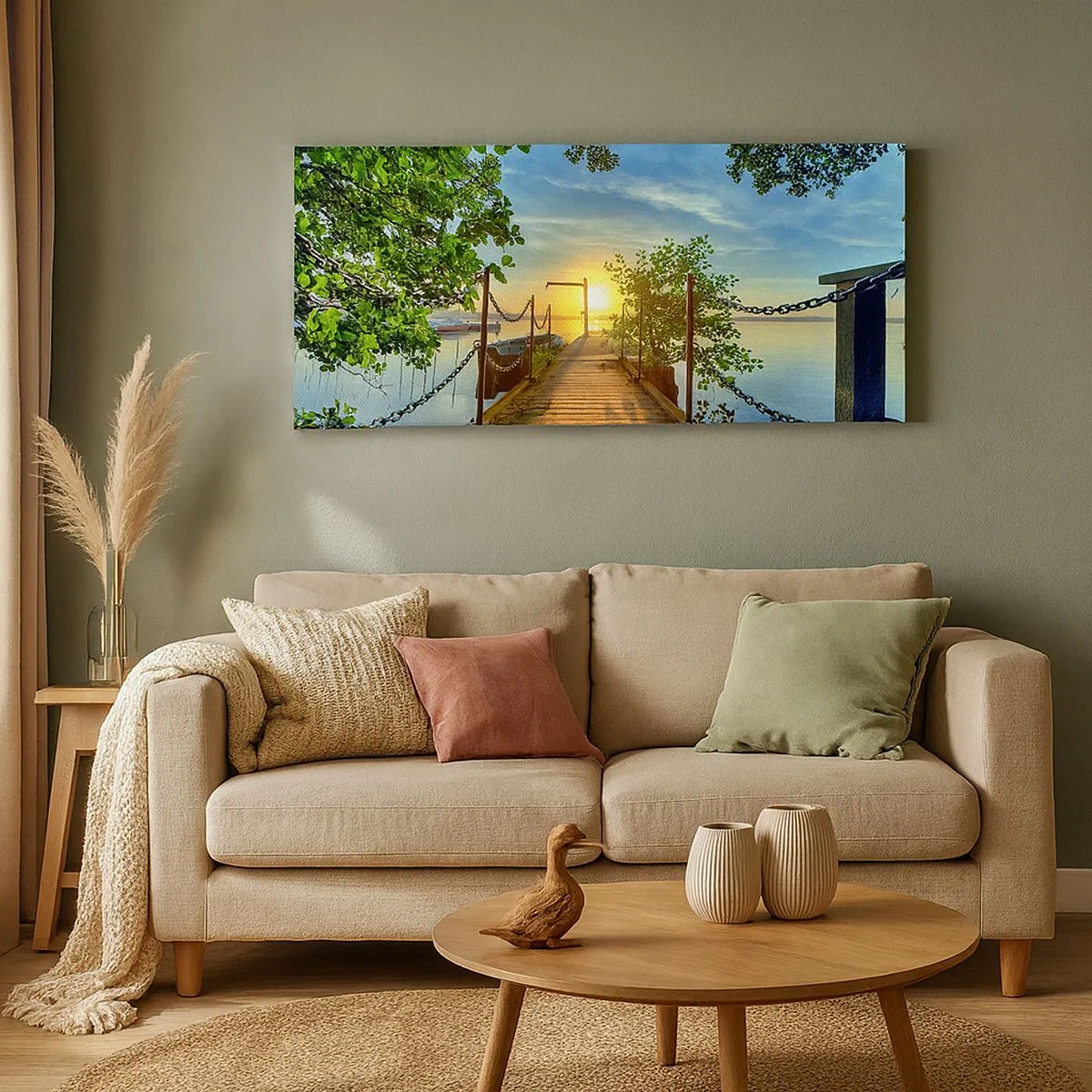 Lærredstryk - Billede på lærred - Mod vest ved vandet - 100x40 cm