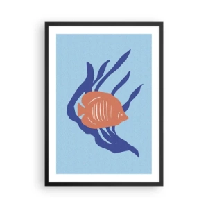 Plakat i sort ramme - Tropiske fisk blandt havplanter - 50x70cm - Koralvandsbeboer - Moderne vægdekoration til stue og soveværelse ARTTOR