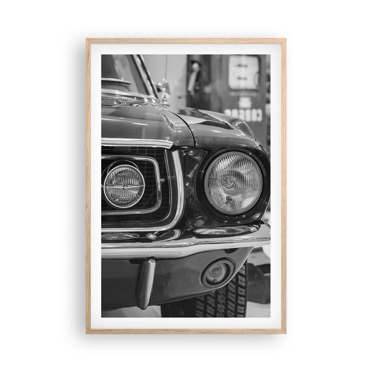 Plakat i ramme af lyst egetræ - Hård kørsel - 61x91 cm