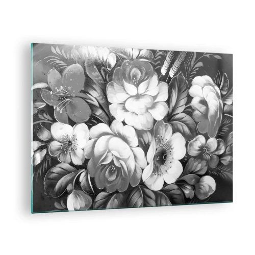 Billede på glas - En elegant blomsterbuket i grå nuancer - 70x50cm - Smuk selv i grå farve - Moderne vægdekoration til stue og soveværelse ARTTOR