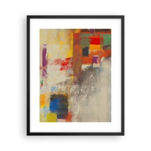 Plakat i sort ramme - Geometri af farver - 40x50 cm