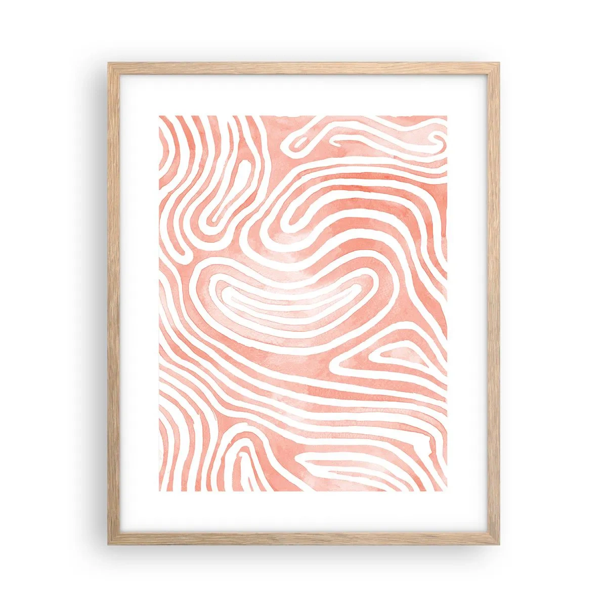 Plakat i ramme af lyst egetræ - I en labyrint af koraller - 40x50 cm