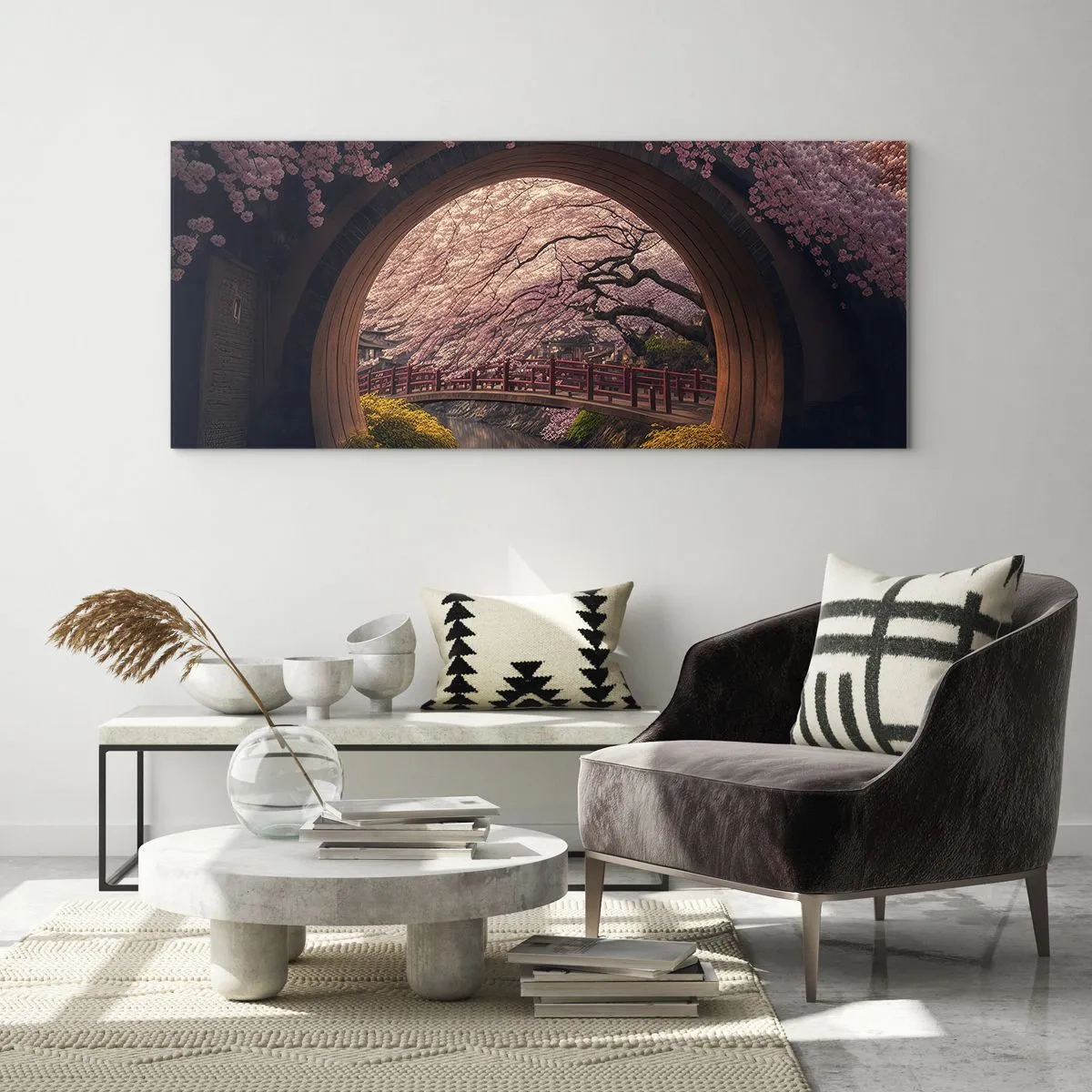 Billede på glas - Japansk forår - 100x40 cm