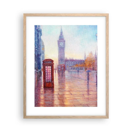 Plakat i ramme af lyst egetræ - En efterårsdag i London - 40x50 cm