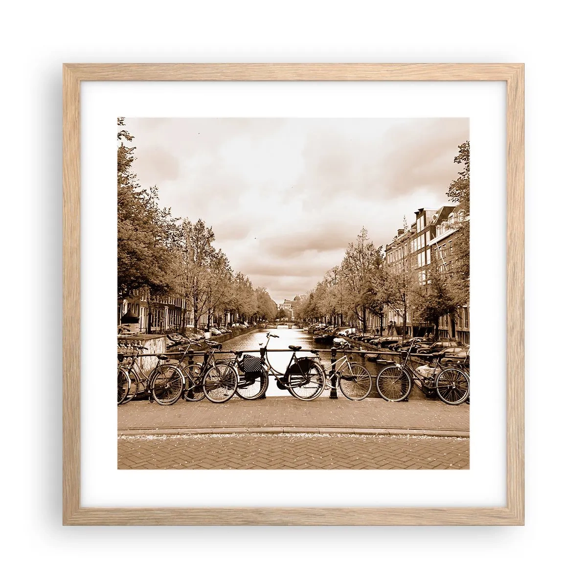 Plakat i ramme af lyst egetræ - Hollandsk atmosfære - 40x40 cm