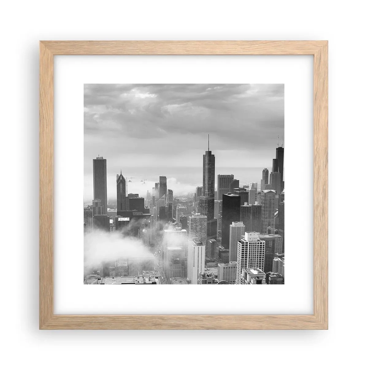 Plakat i ramme af lyst egetræ - Amerikansk landskab - 30x30 cm