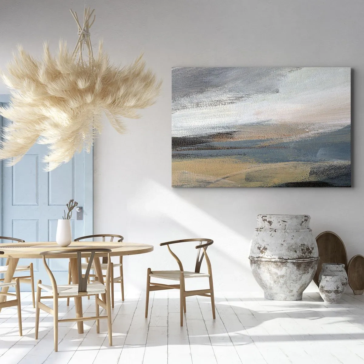 Lærredstryk - Billede på lærred - Abstraktion: nordligt landskab - 120x80 cm