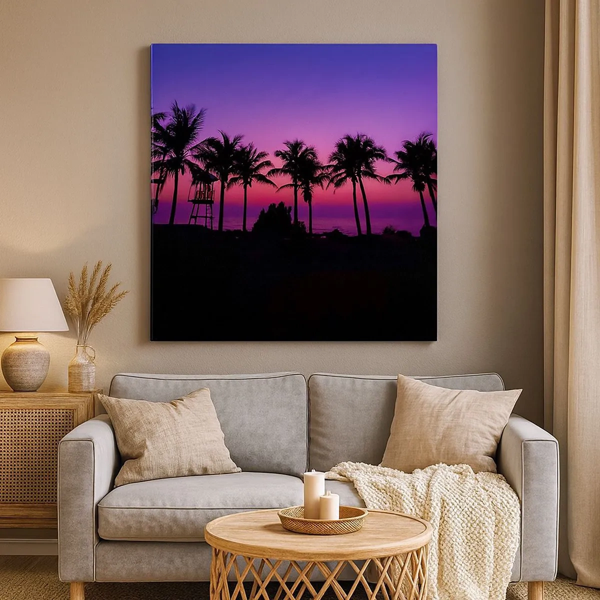 Lærredstryk - Billede på lærred - En aften under palmerne - 30x30 cm
