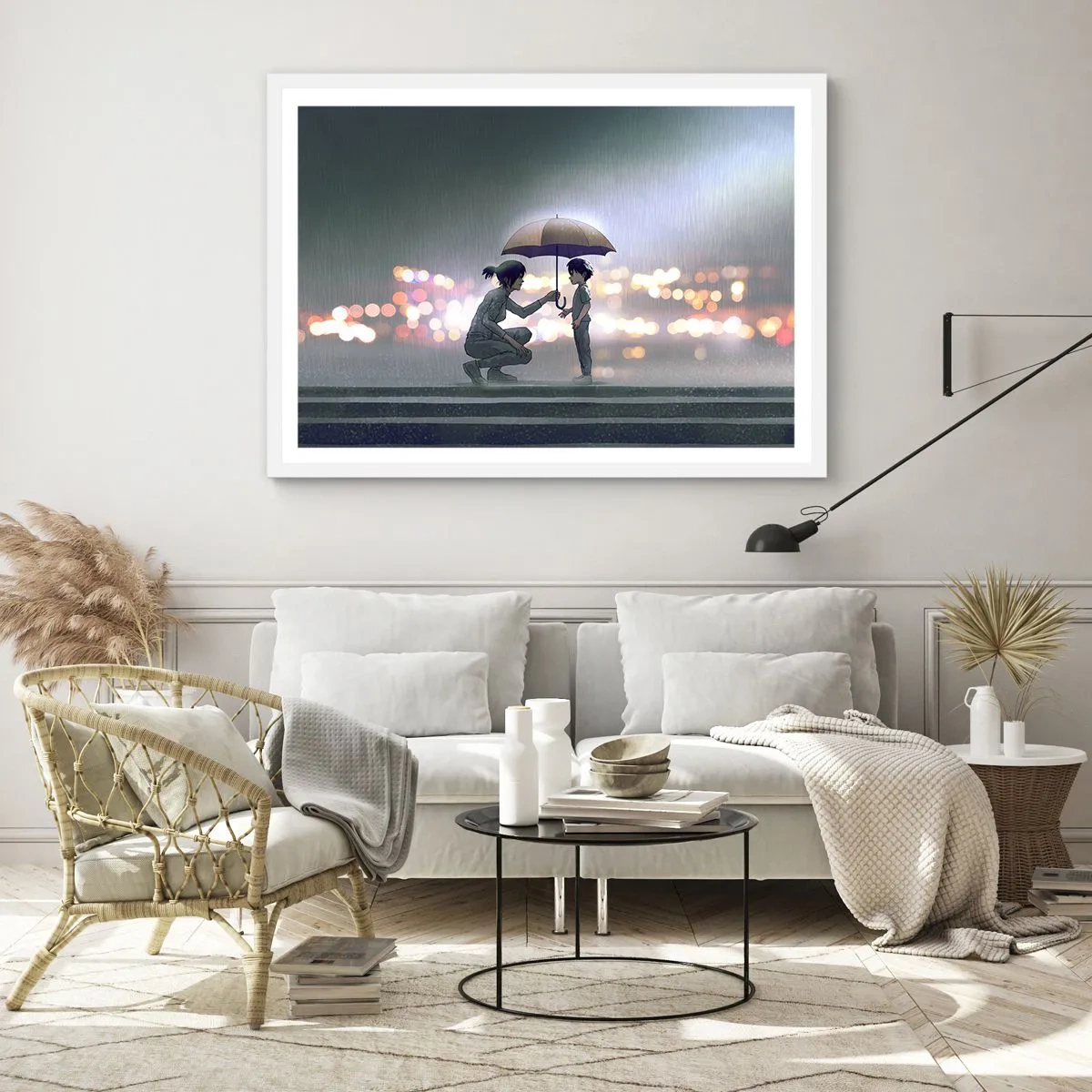 Plakat i hvid ramme - Og alt er godt nu - 100x70 cm