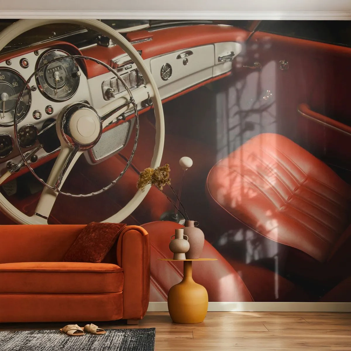 Fototapet Selvklæbende Deluxe Sticker - Luksus i vintage stil - Bil, Klassisk, Automotive - 200x140 cm