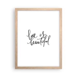 Plakat i ramme af lyst egetræ - Læs og gentag - 30x40 cm