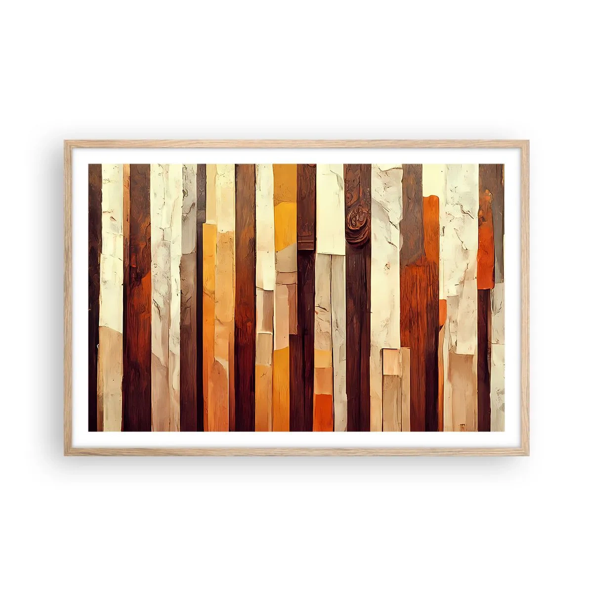 Plakat i ramme af lyst egetræ - Hymne af skovens træer - 91x61 cm