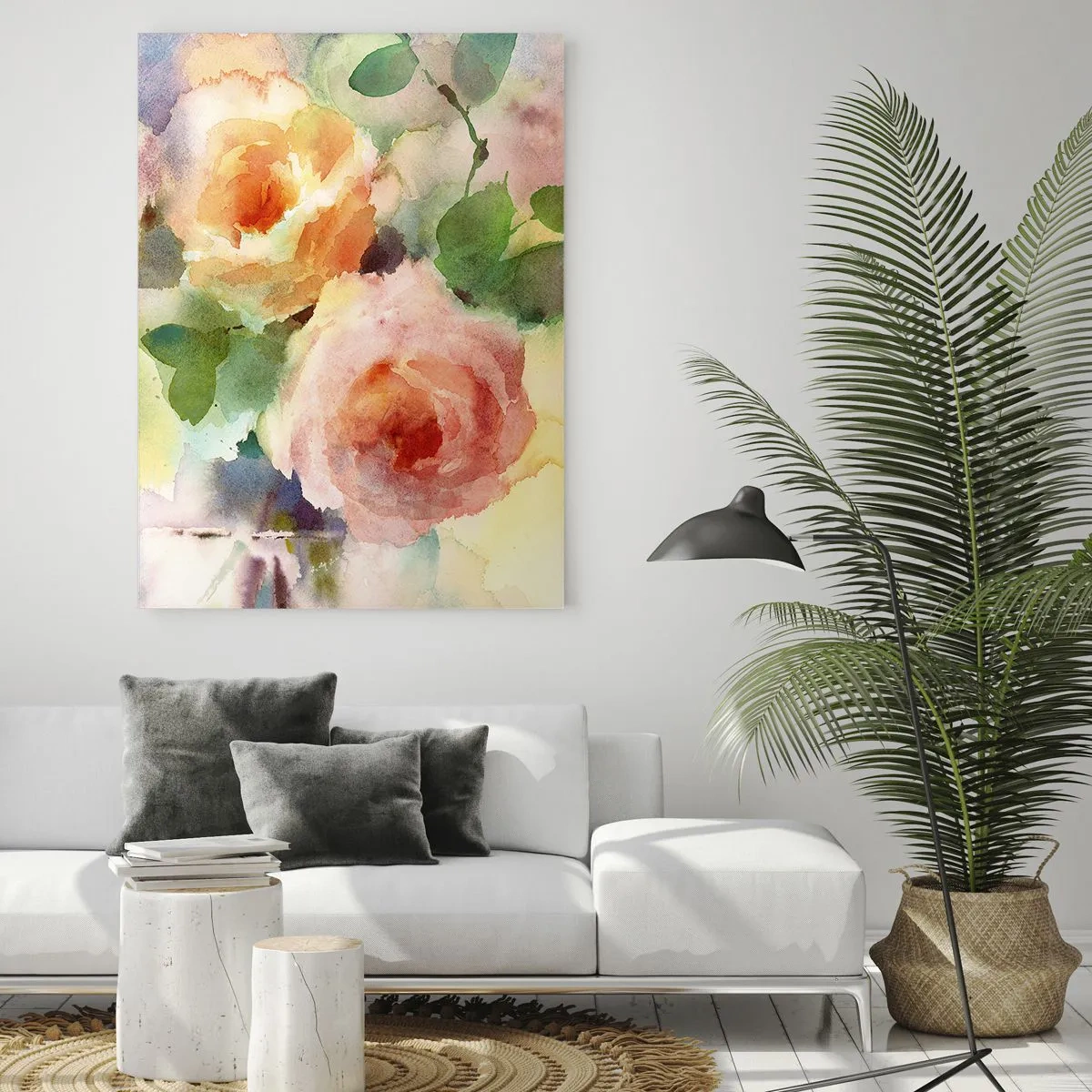 Billede på glas - Delikat som akvarelfarve - 50x70 cm
