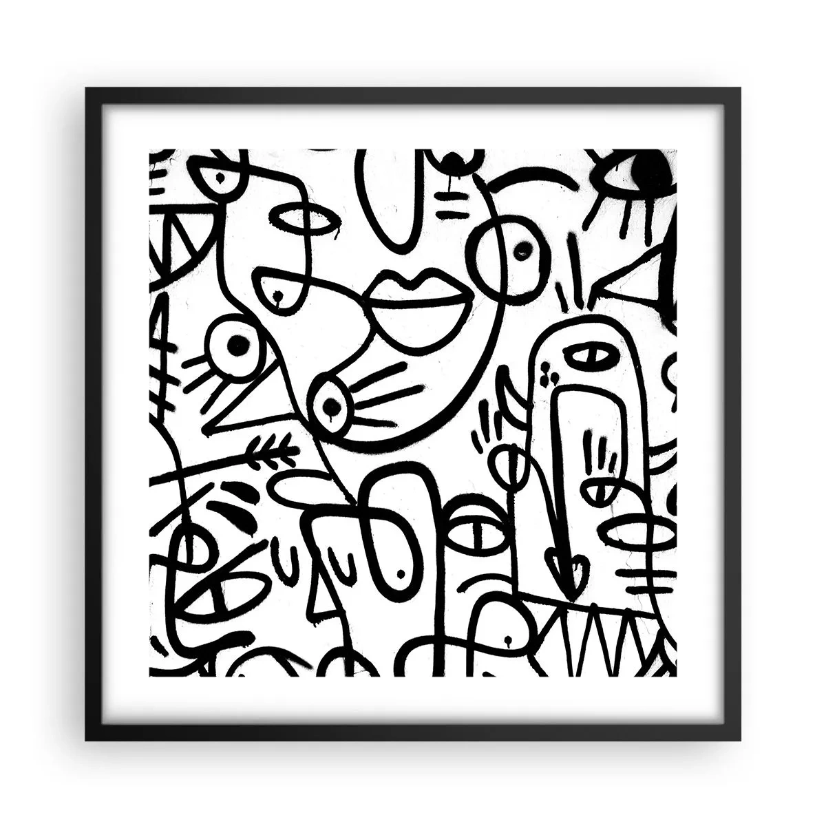 Plakat i sort ramme - Ansigter og luftspejlinger - 50x50 cm