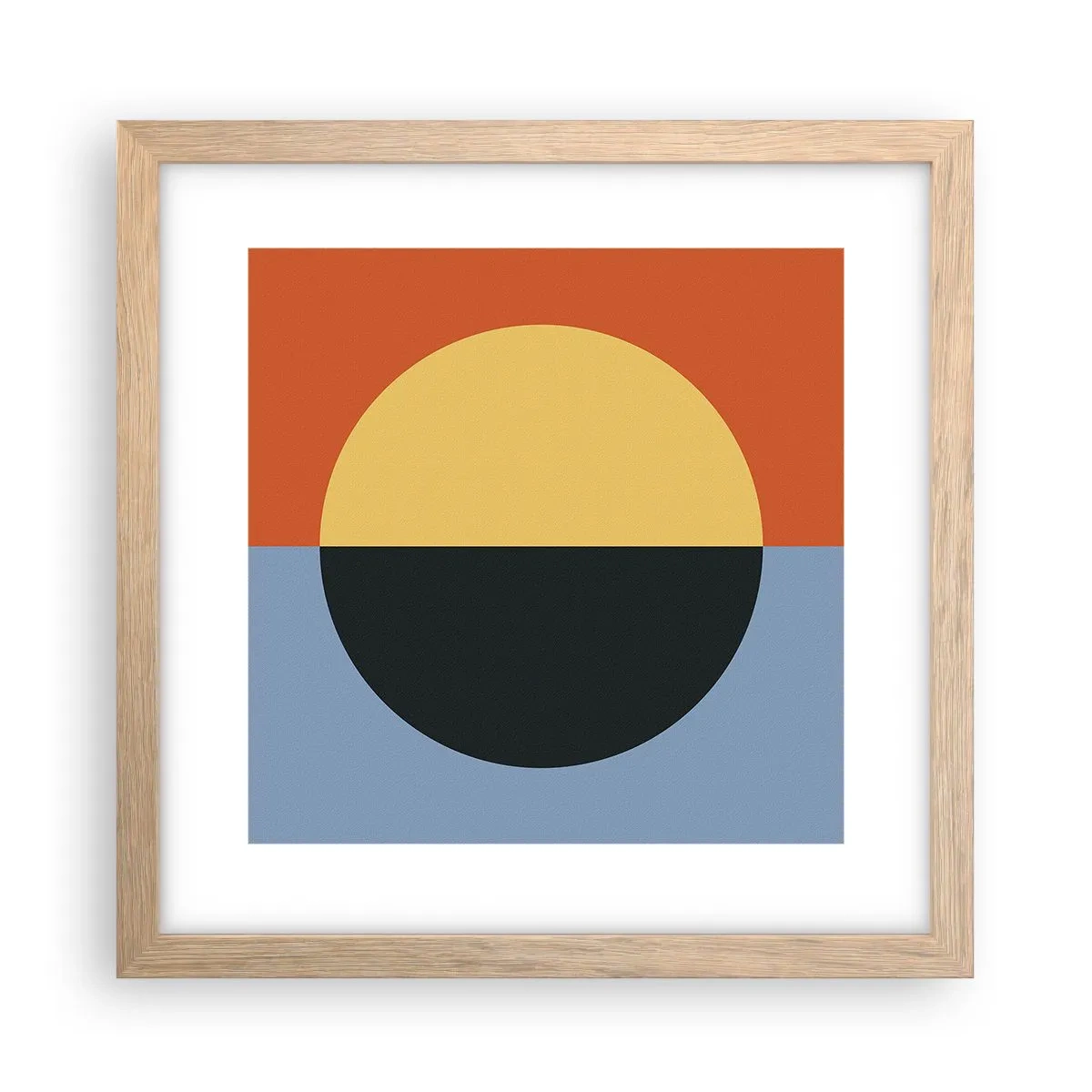 Plakat i ramme af lyst egetræ - En sammensætning af varme og kølighed - 30x30 cm