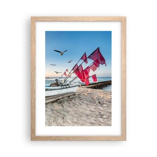 Plakat i ramme af lyst egetræ - Et velfortjent hvil - 30x40 cm