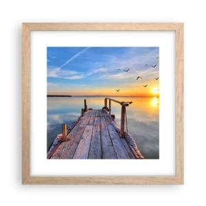 Plakat i ramme af lyst egetræ - Går fremad mod solen - 30x30 cm