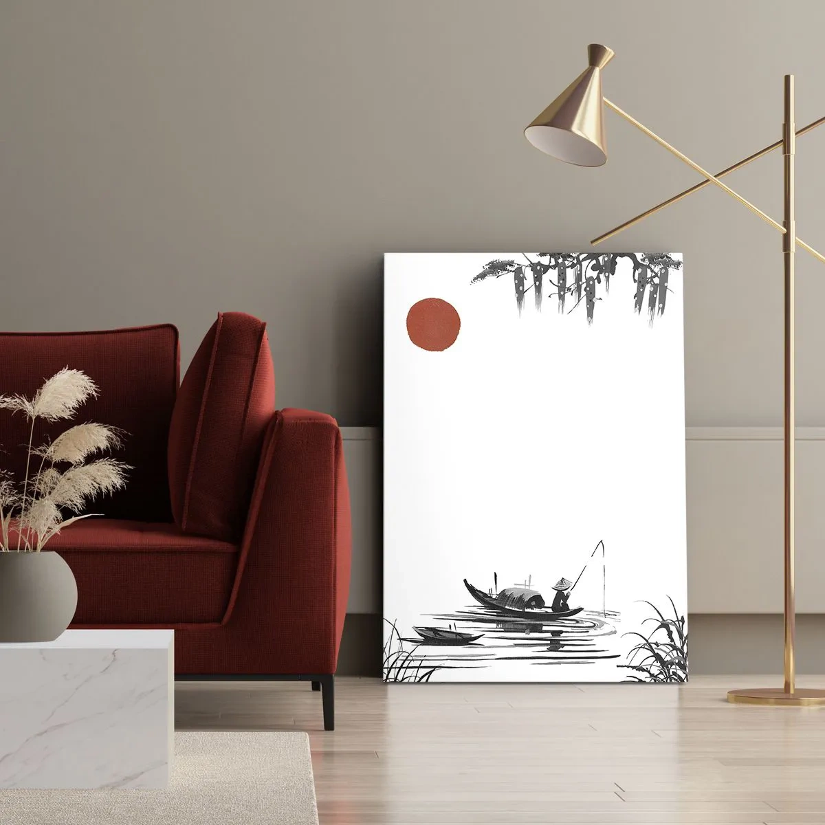 Lærredstryk - Billede på lærred - En asiatisk eftermiddag - 50x70 cm