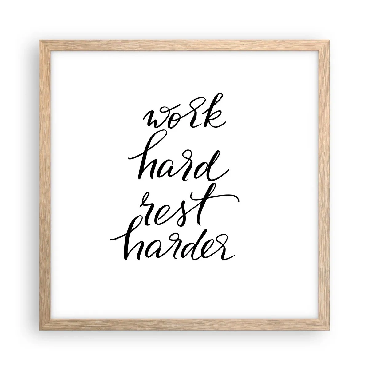 Plakat i ramme af lyst egetræ - Balance i livet - 40x40 cm