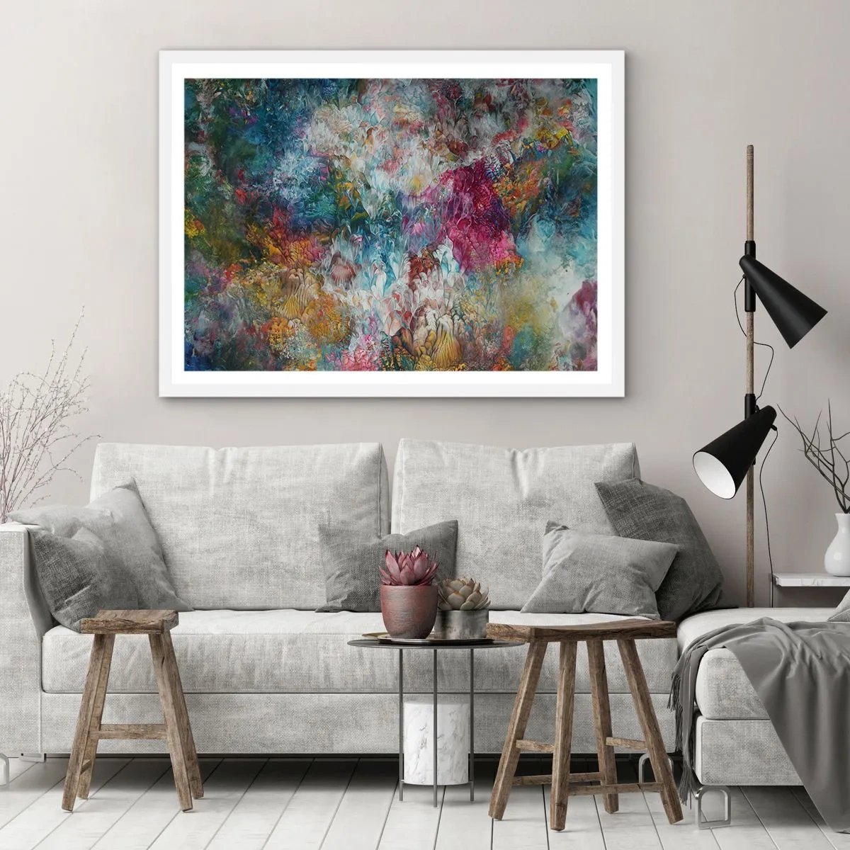 Plakat i hvid ramme - I fuldt flor - 70x50 cm