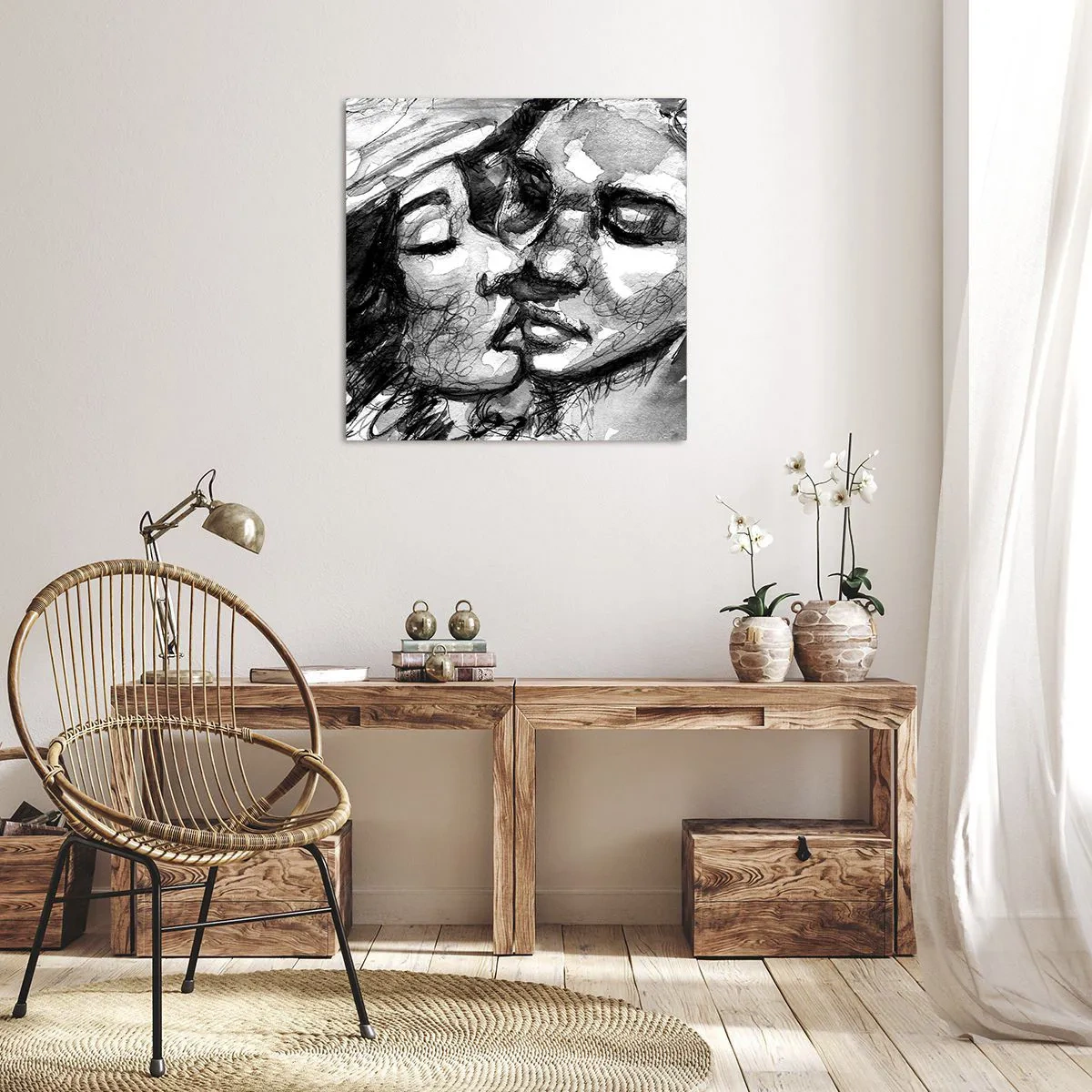 Lærredstryk - Billede på lærred - Et ømt øjeblik - 30x30 cm