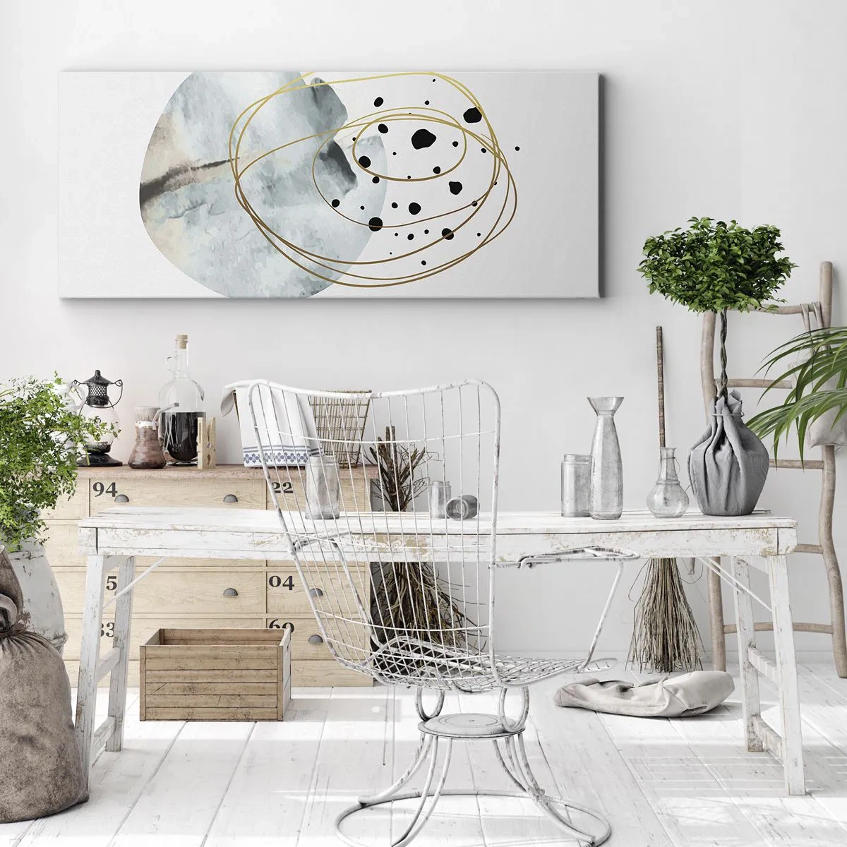 Lærredstryk - Billede på lærred - I rummets favntag - 120x50 cm