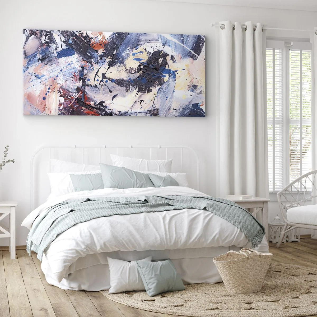 Lærredstryk - Billede på lærred - Abstraktionens vanvittige dans - 140x50 cm