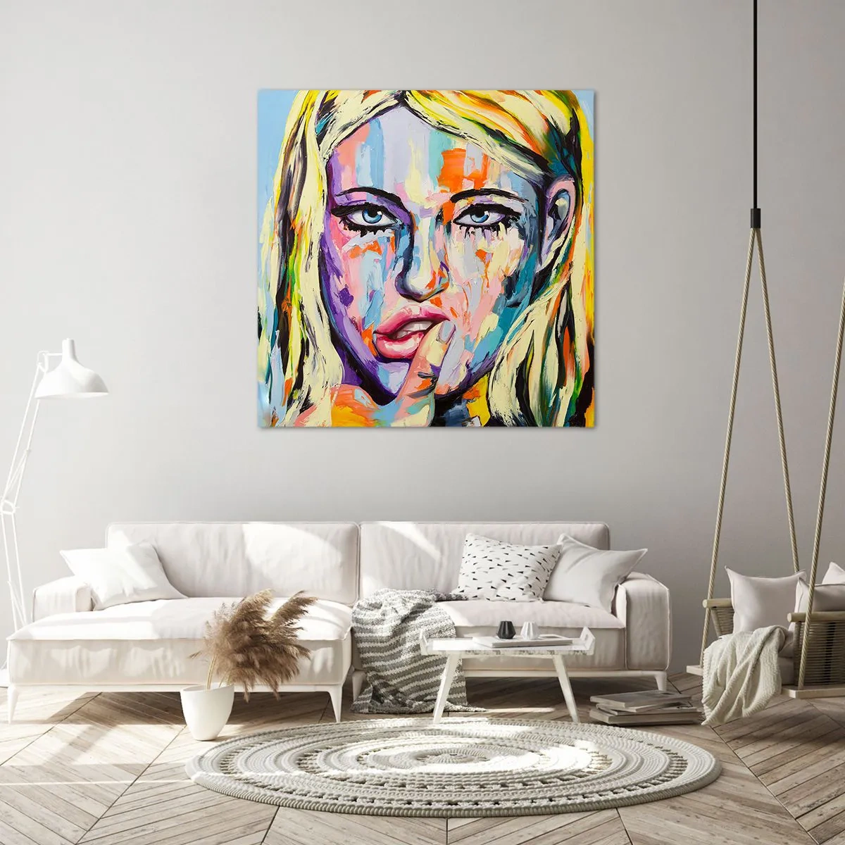 Lærredstryk - Billede på lærred - Se hende lige i øjnene - 70x70 cm