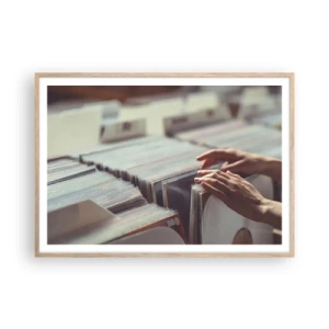 Plakat i ramme af lyst egetræ - På jagt efter følelser - 100x70 cm