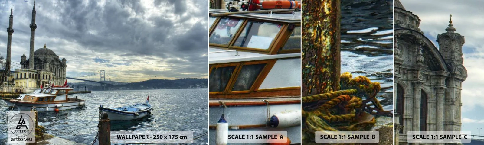 Prøve Fototapet Selvklæbende Deluxe Sticker - På grænsen mellem verdener - By, Istanbul, Tyrkiye - 100x30 cm