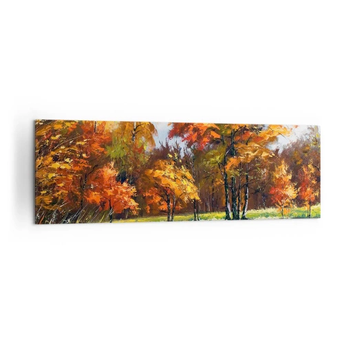 Lærredstryk - Billede på lærred - Landskab i guld og bronze - 160x50 cm